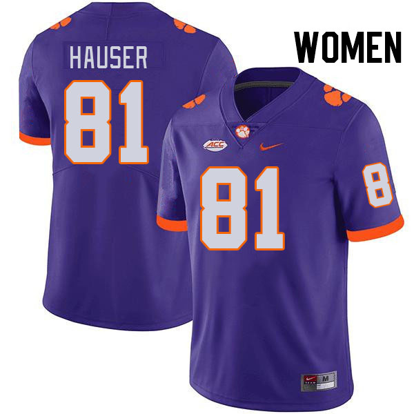 Women #81 Nolan Hauser Clemson Tigers College Football Jerseys Stitched-Purple